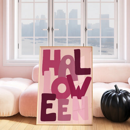 Modern Halloween Lettering Print – Bold Pink Wall Art