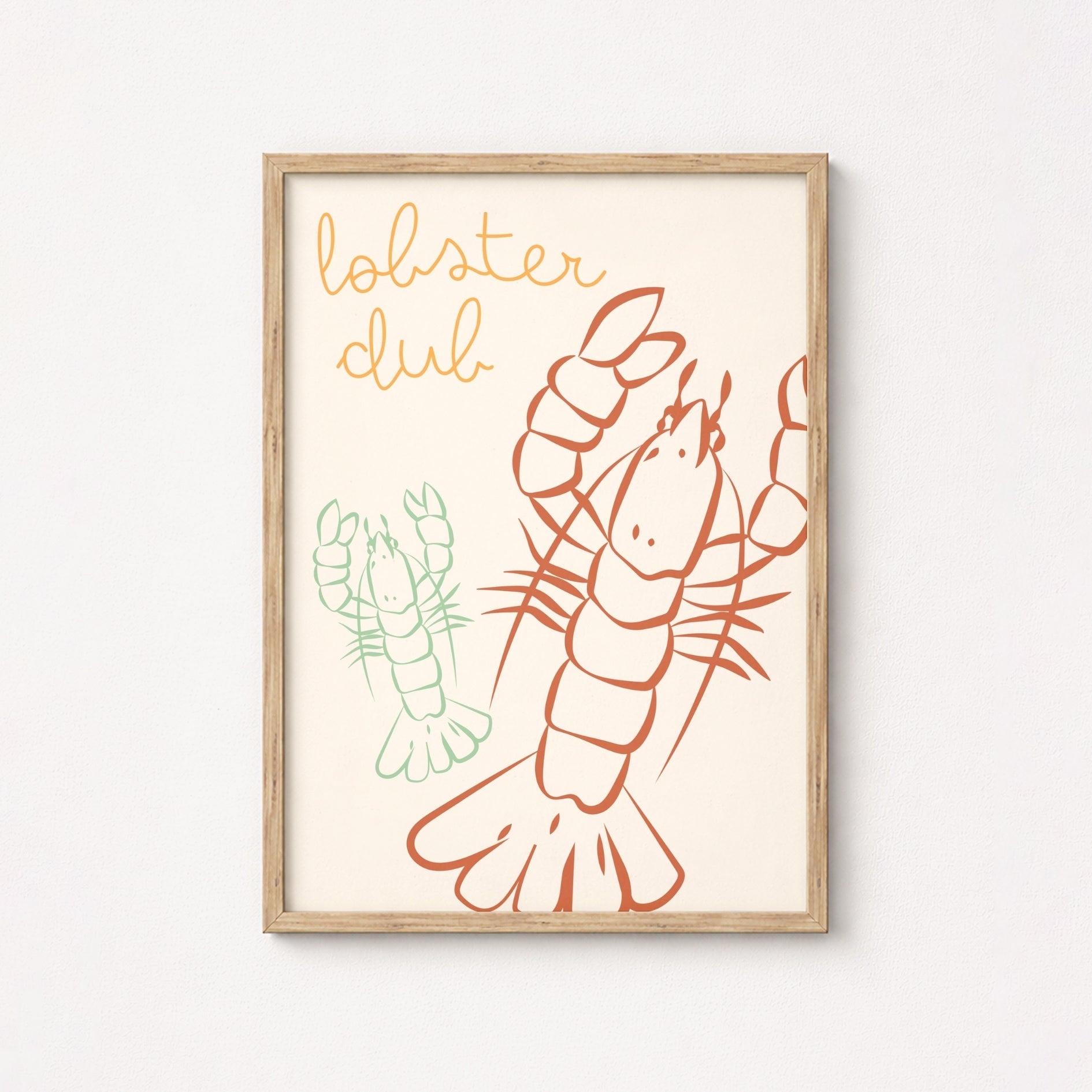Stampa Artistica da Parete Lobster Club - Divertente Stampa per Cucina Costiera, Decorazione Murale Costiera