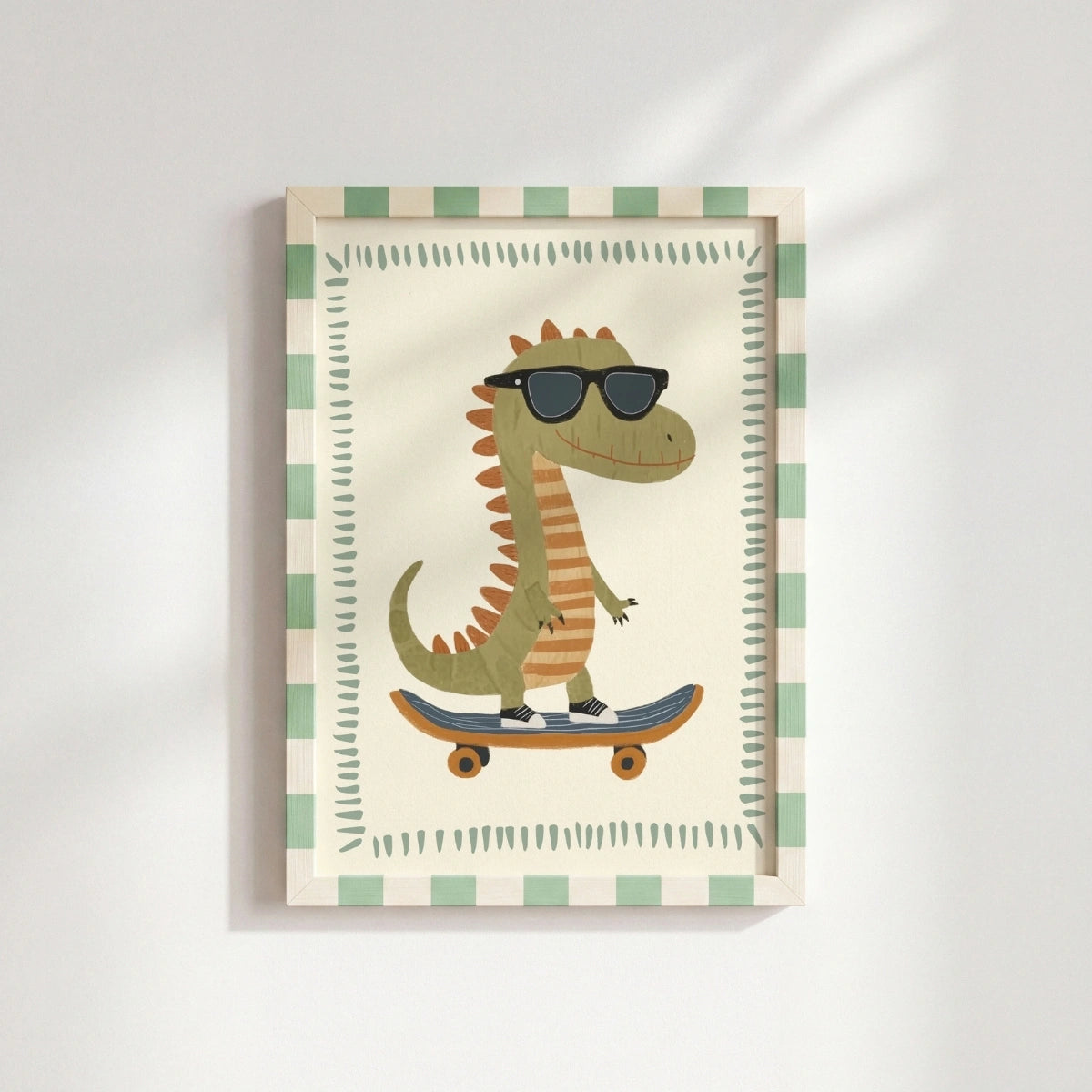 Cool Dinosaur Skateboard Art – Dino Nursery Poster, Boys Room Decor