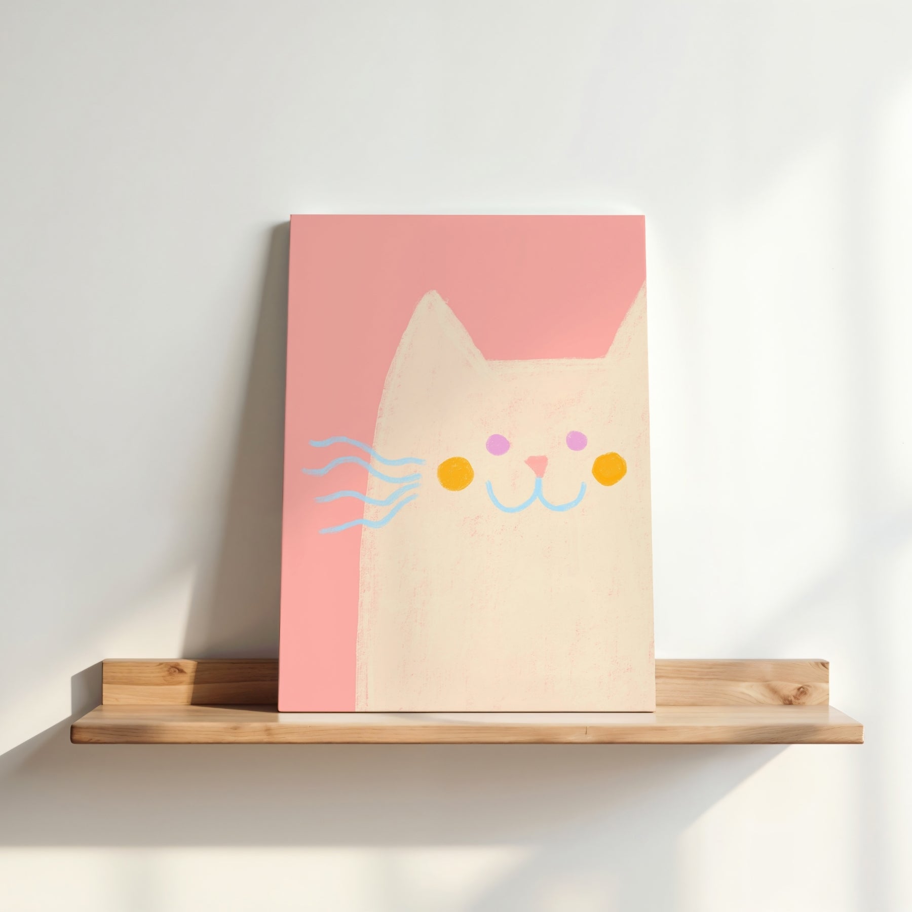 Pink Cat Nursery Canvas Wall Art