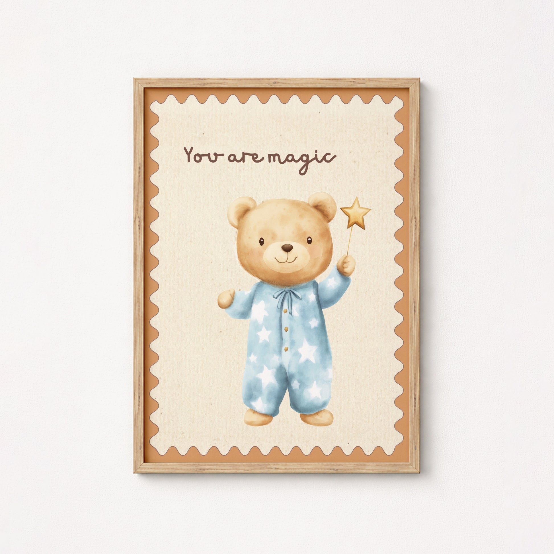 Magic Bear Wall Art - Blue Pajama Nursery Print