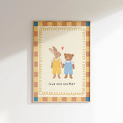 Bunny and Bear Holding Hands – Nursery & Kids Wall Art