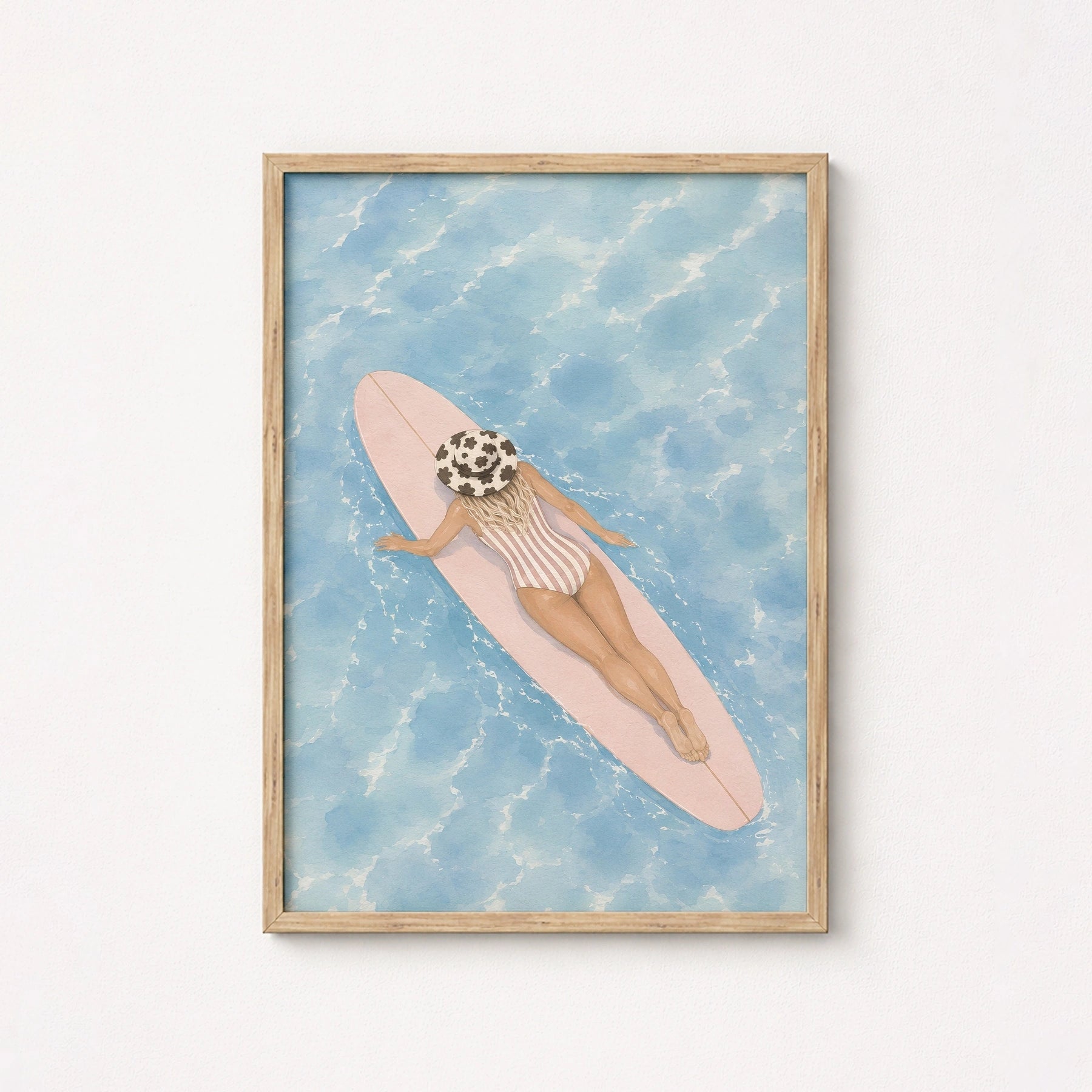 Affiche de surfeuse côtière