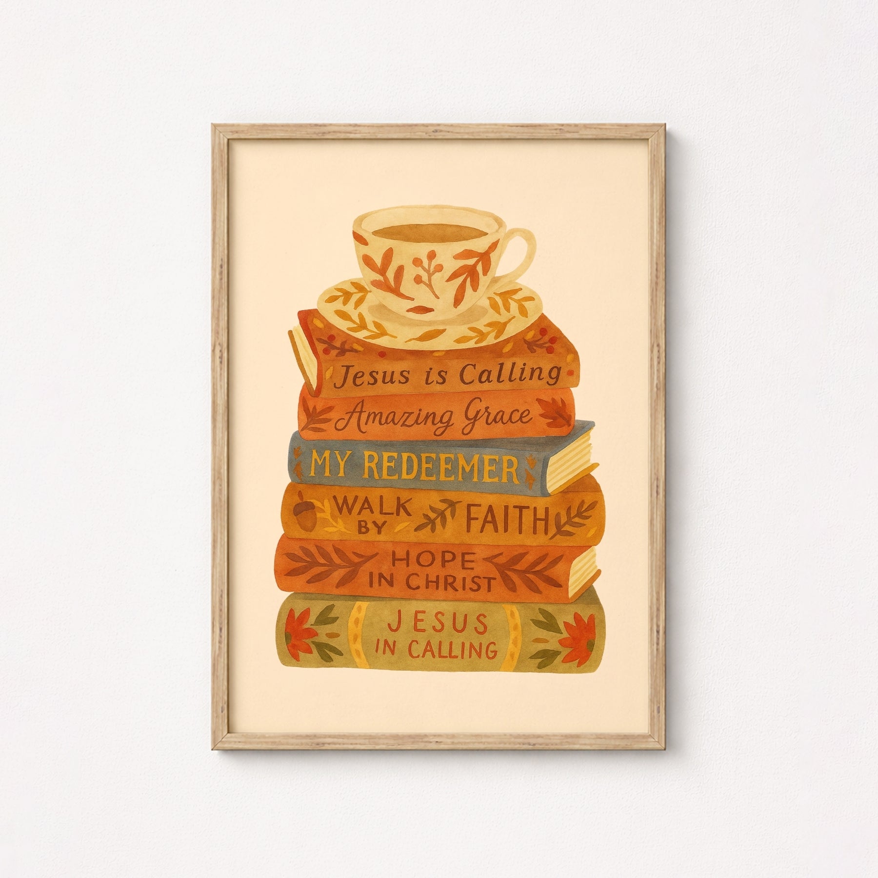Christian Books and Tea Wall Art - Autumn Faith Print
