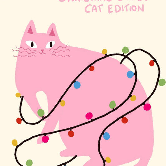 Christmas Chaos Cat – Funny Pink Christmas Wall Art