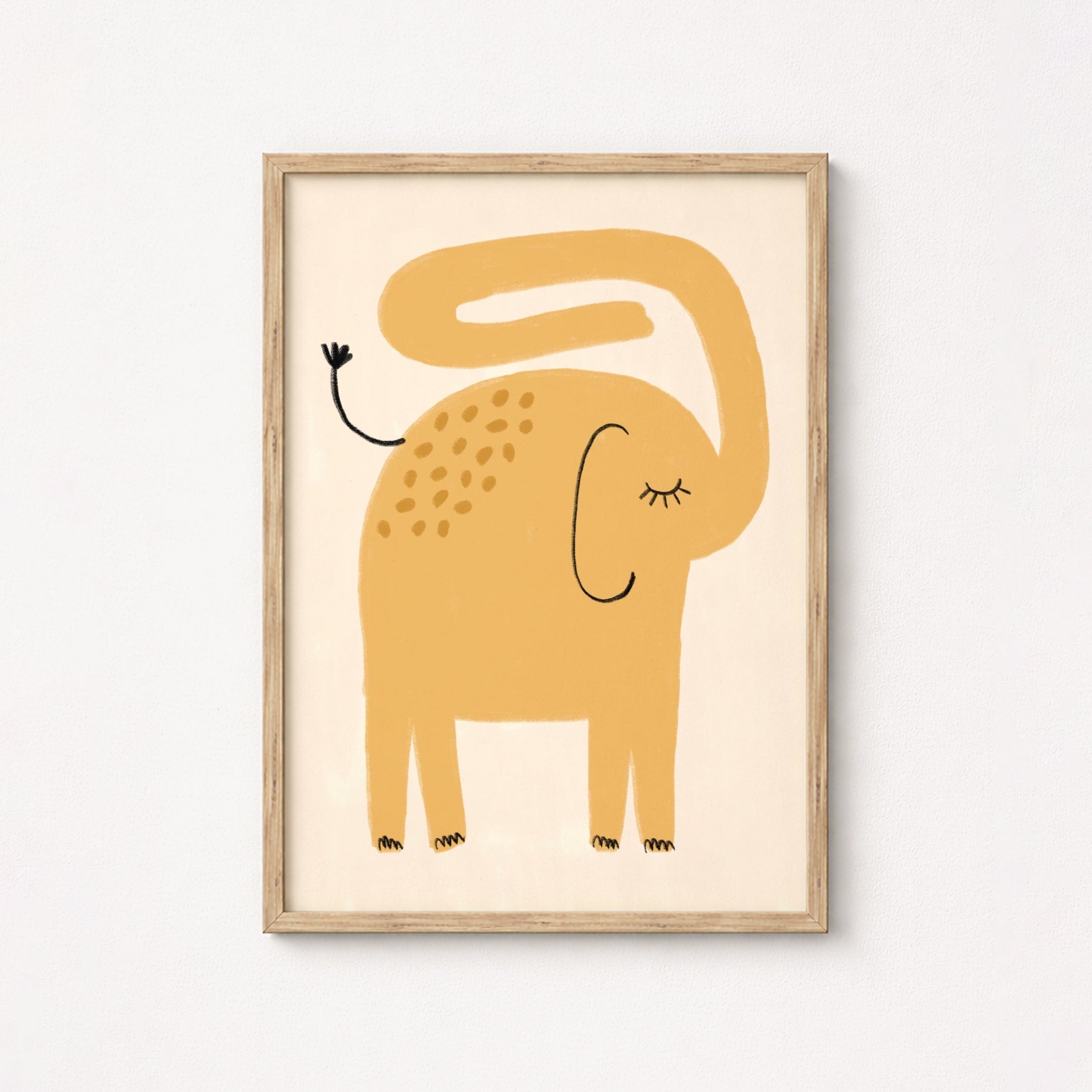 Orange Elephant Wall Art – Minimalist Nursery Poster