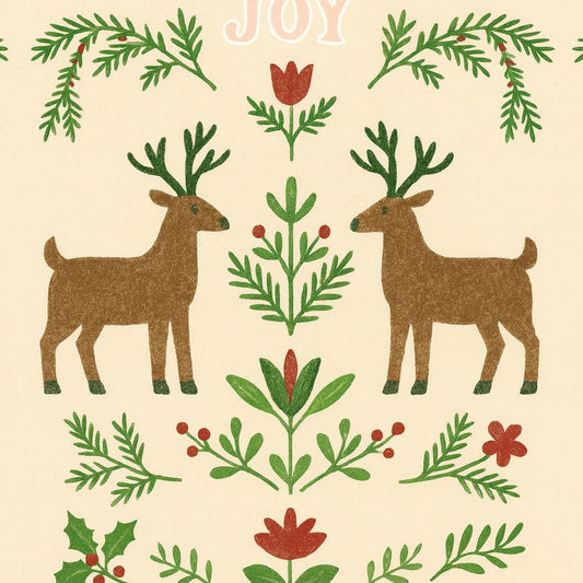 Joy Reindeer Christmas Print