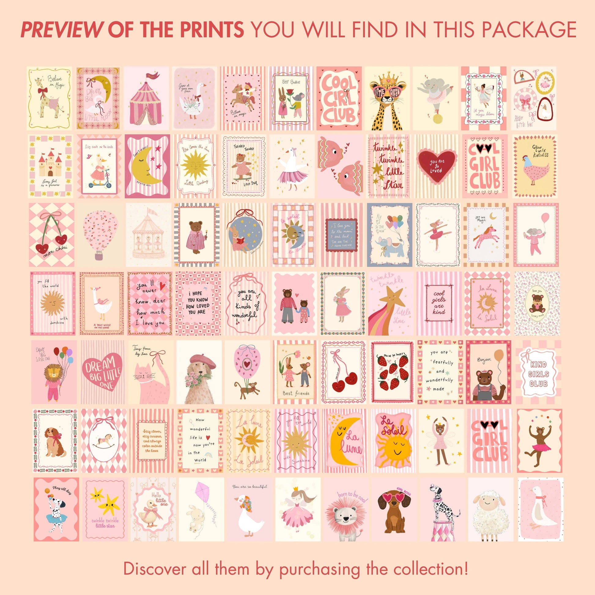 Handmade Pink Nursery Decor, over 180 prints