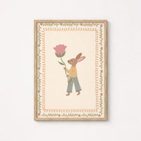 Floral Bunny Nursery Wall Art, Whimsical Kids Decor