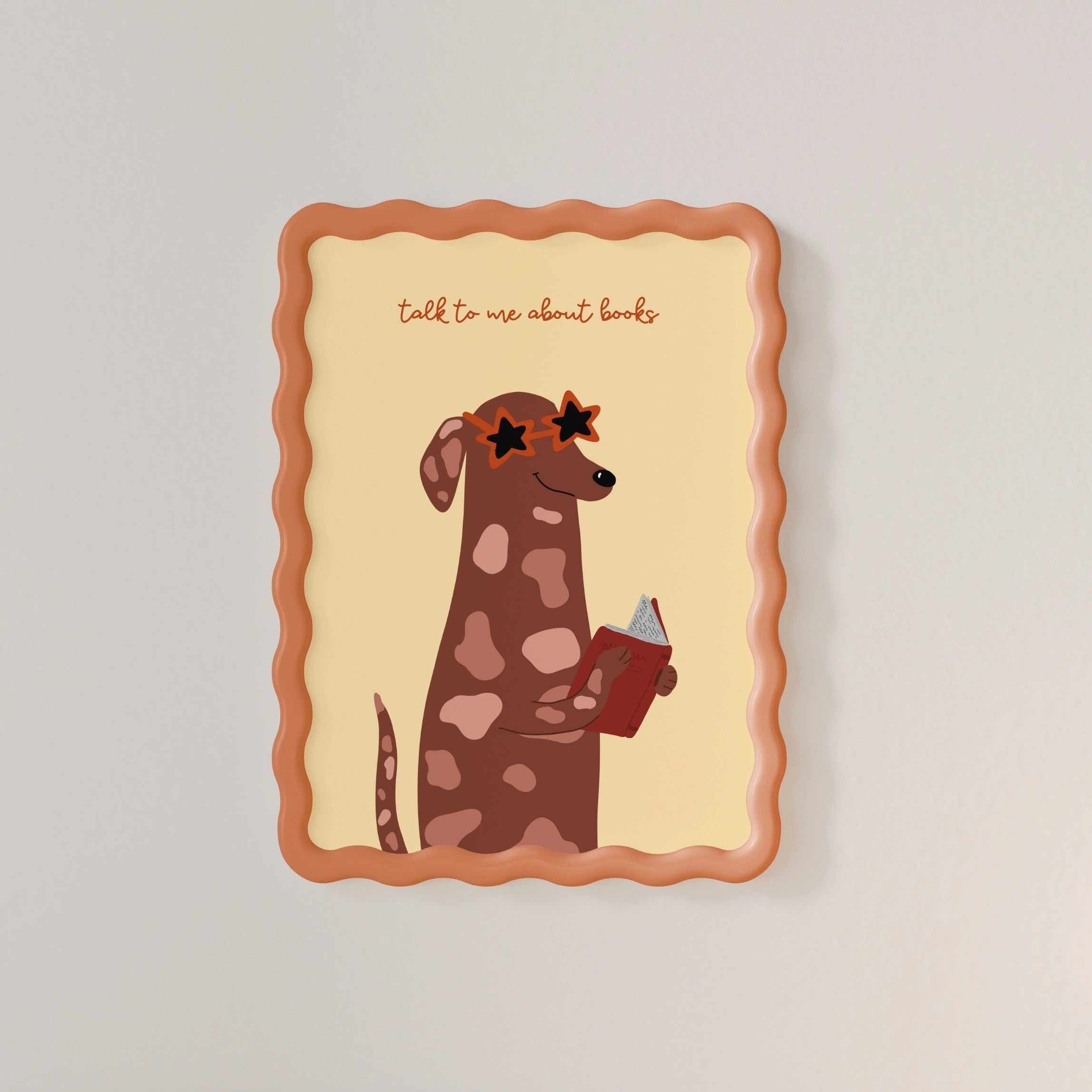 Talk to Me About Books Wall Art – Funny Dog Reading Poster