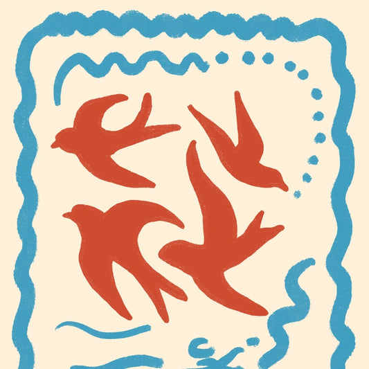 Swallow Birds Boho Wall Art – Bohemian Aesthetic Print