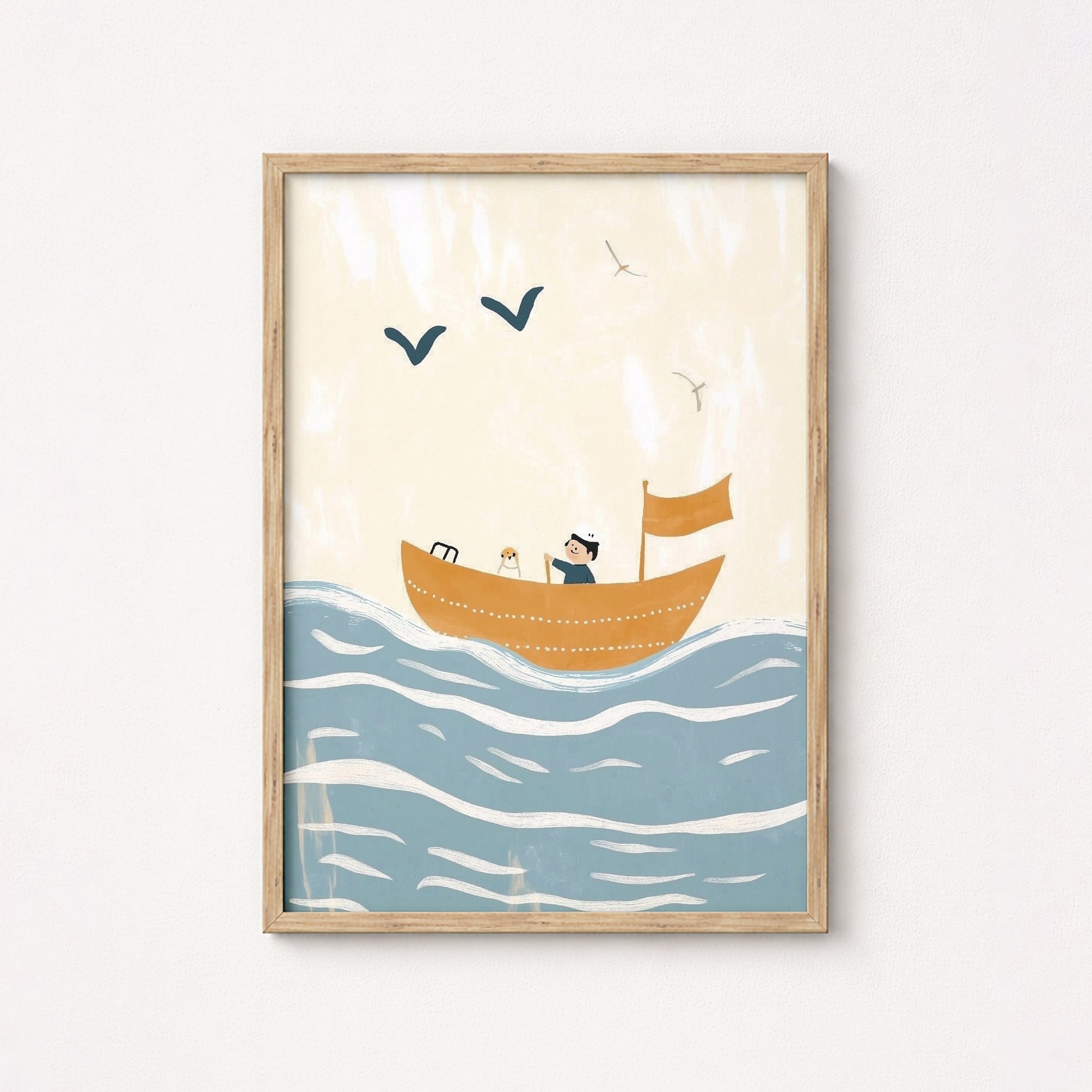 Décoration murale « Aventure en voile » – Impression nautique pour chambre d'enfant