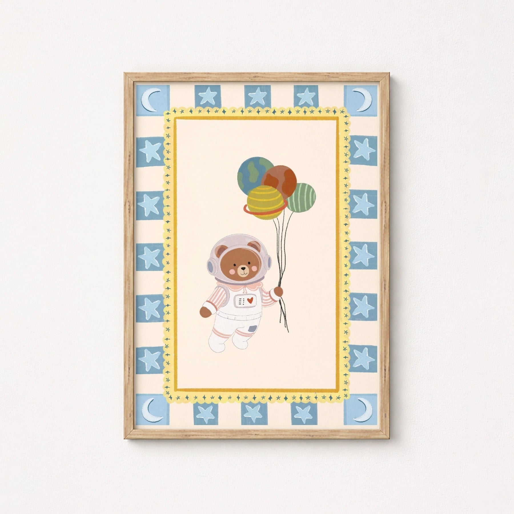 Astronaut Bear Space Nursery Wall Art