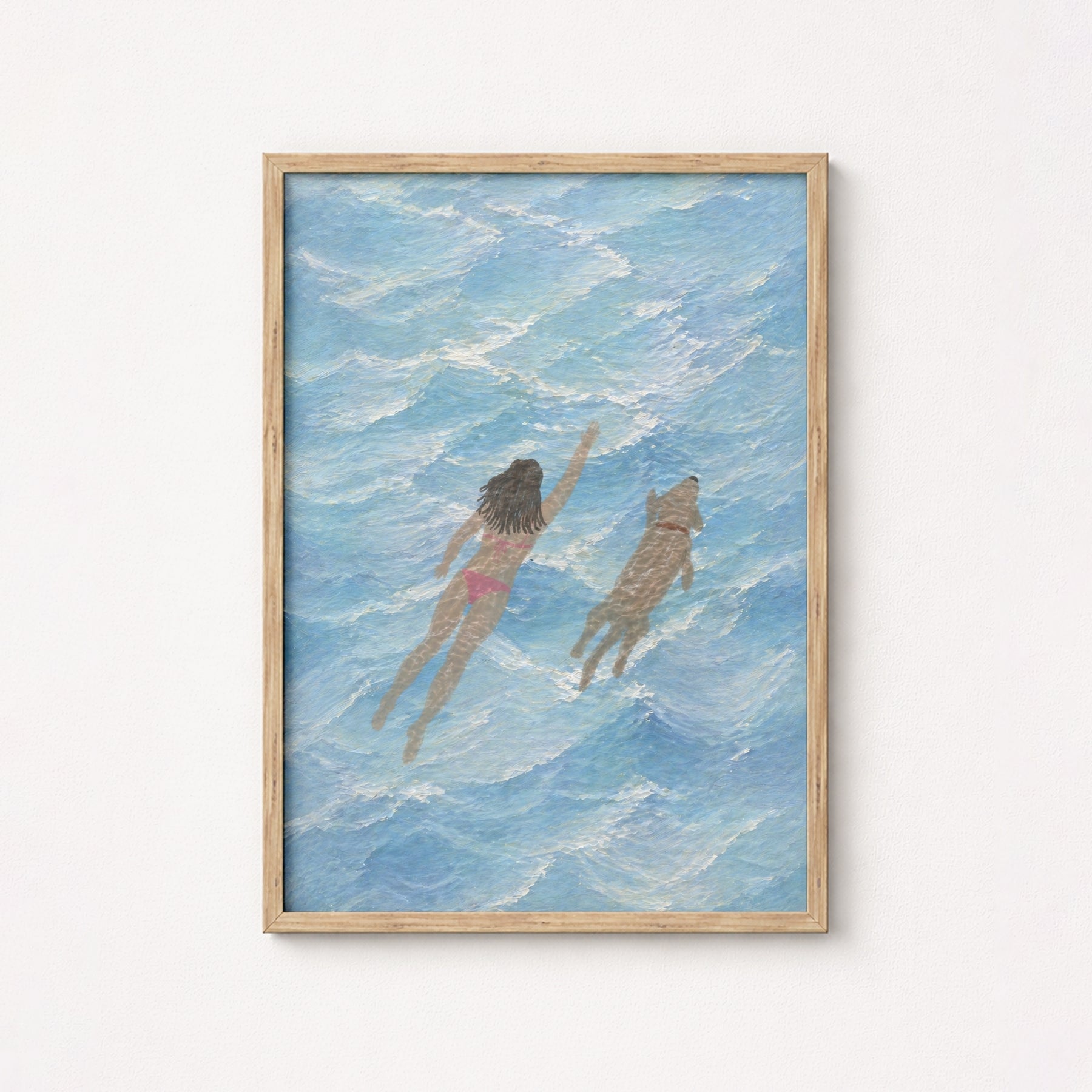 Swimming Girl With Dog Wall Art