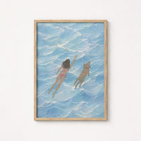 Swimming Girl With Dog Wall Art