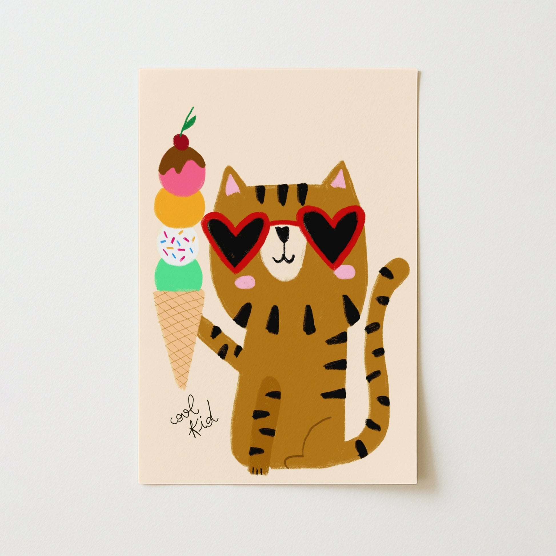 Cool Cat Wall Art – Fun Ice Cream Poster