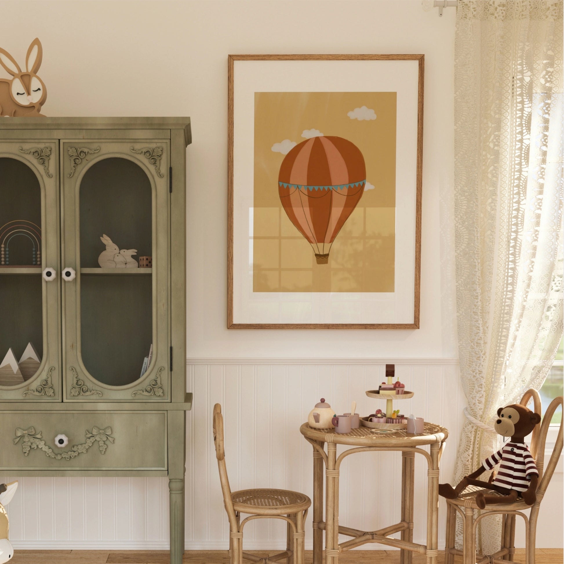 Stampa vintage di mongolfiera