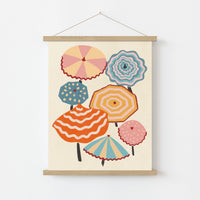 Colorful Beach Umbrella Wall Art, Coastal Wall Decor
