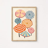 Colorful Beach Umbrella Wall Art, Coastal Wall Decor