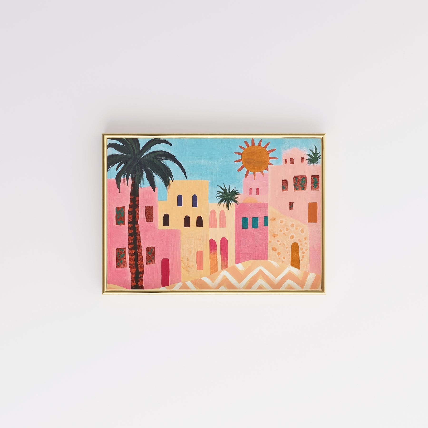 Desert Town Print – Colorful Mediterranean Wall Art