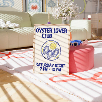 Oyster Lover Club Wall Art - Coastal Kitchen Print