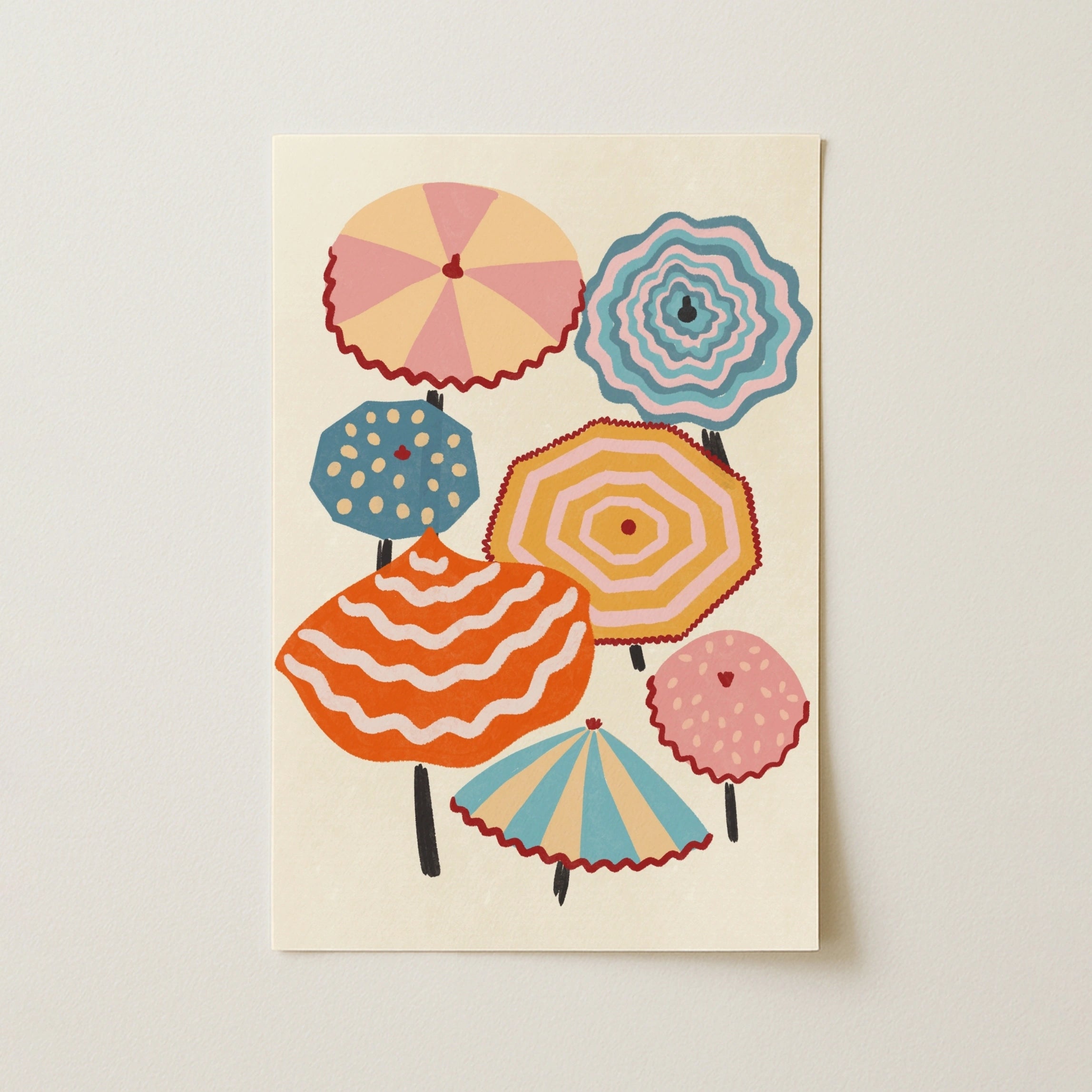 Colorful Beach Umbrella Wall Art, Coastal Wall Decor