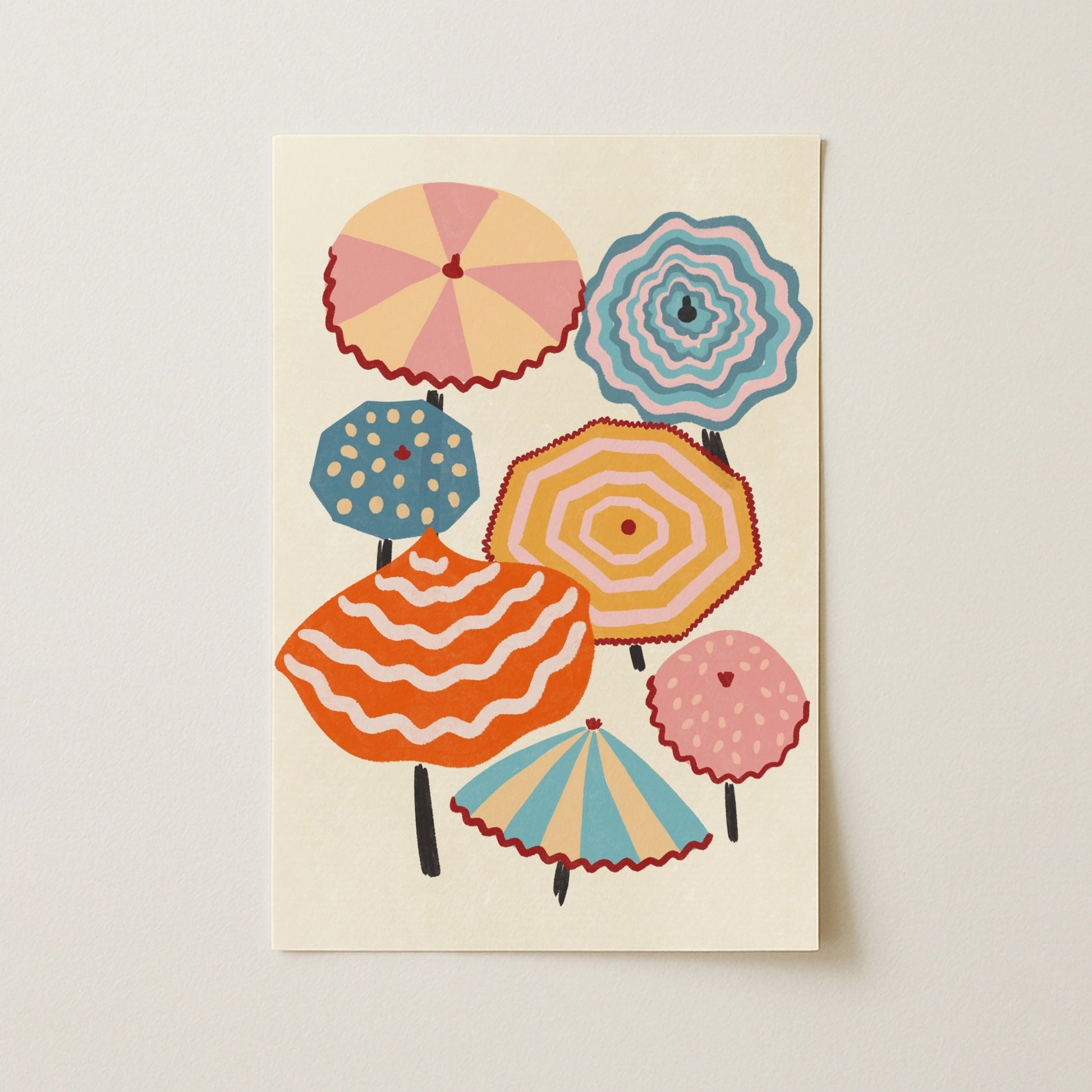 Colorful Beach Umbrella Wall Art, Coastal Wall Decor