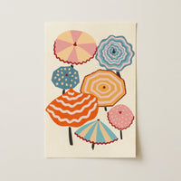 Colorful Beach Umbrella Wall Art, Coastal Wall Decor