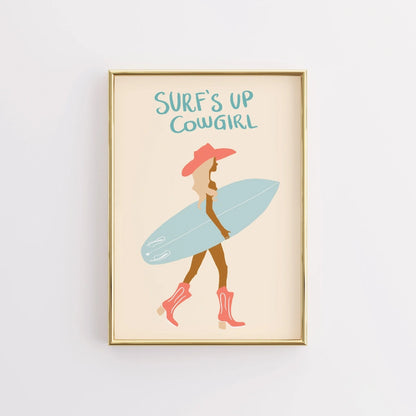 Surf’s Up Cowgirl Wall Art - Coastal Cowgirl Poster