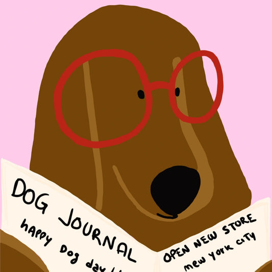 Dog Reading Newspaper Wall Art – Funny Maximalist Dog Print