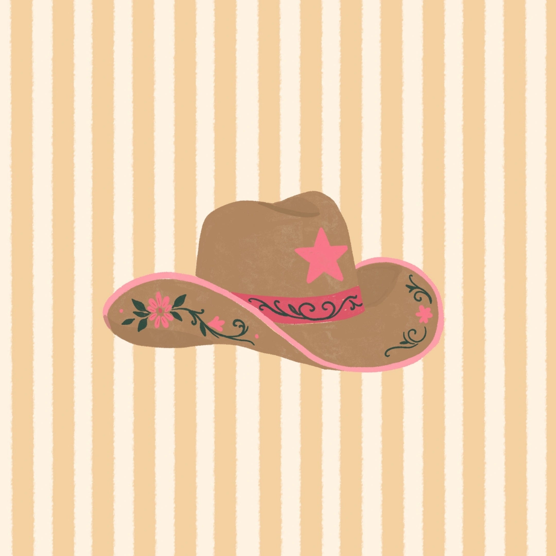 Pink Cowgirl Hat Wall Art