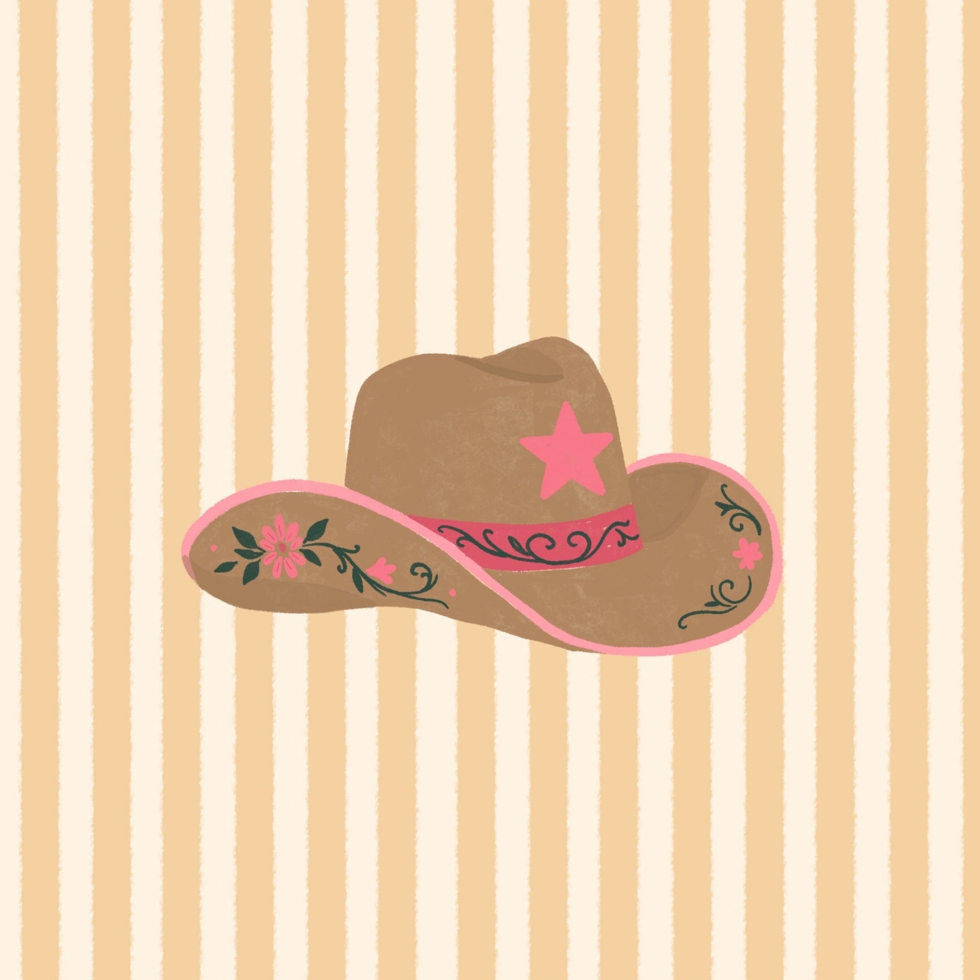 Pink Cowgirl Hat Wall Art