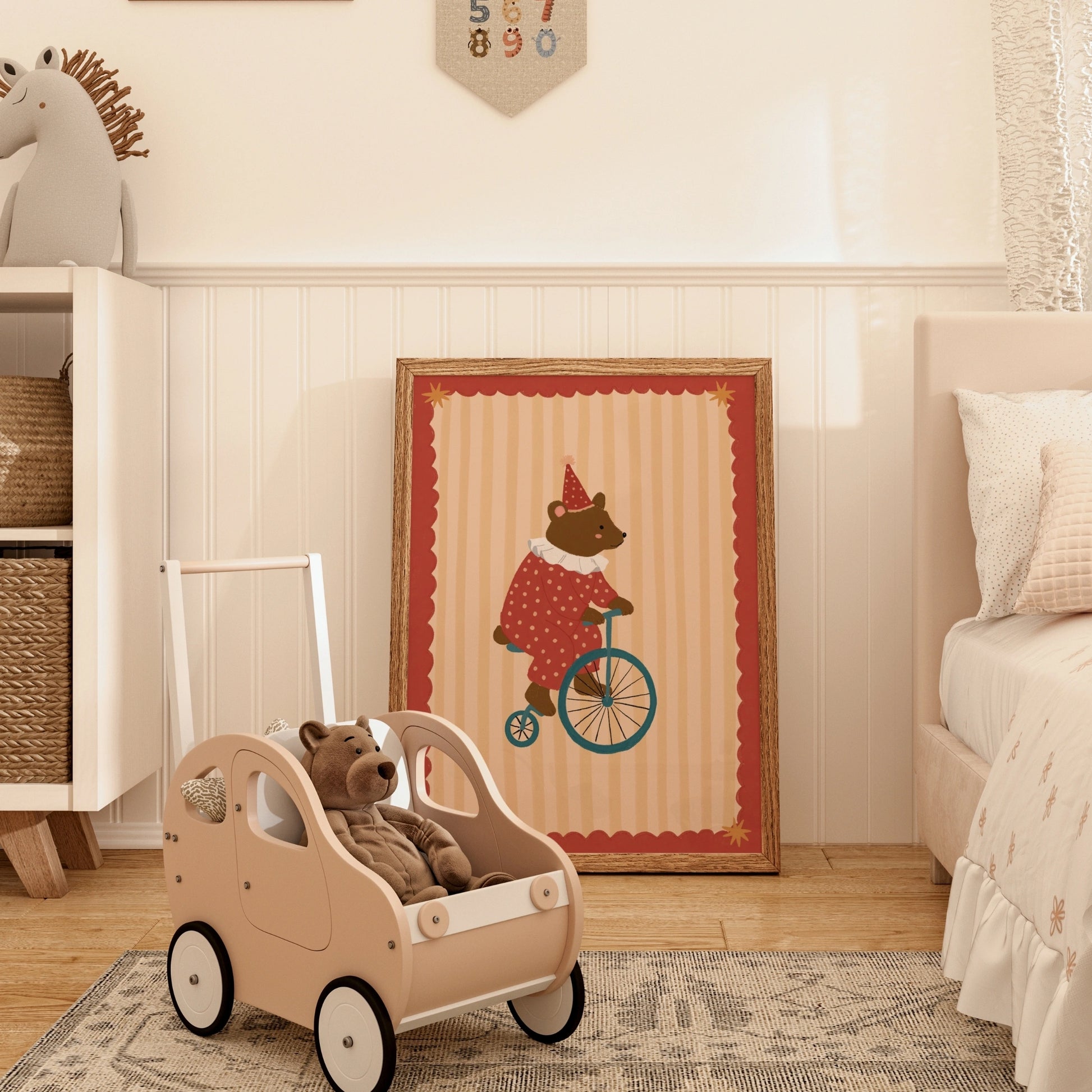 Stampa vintage per bambini con orsi da circo