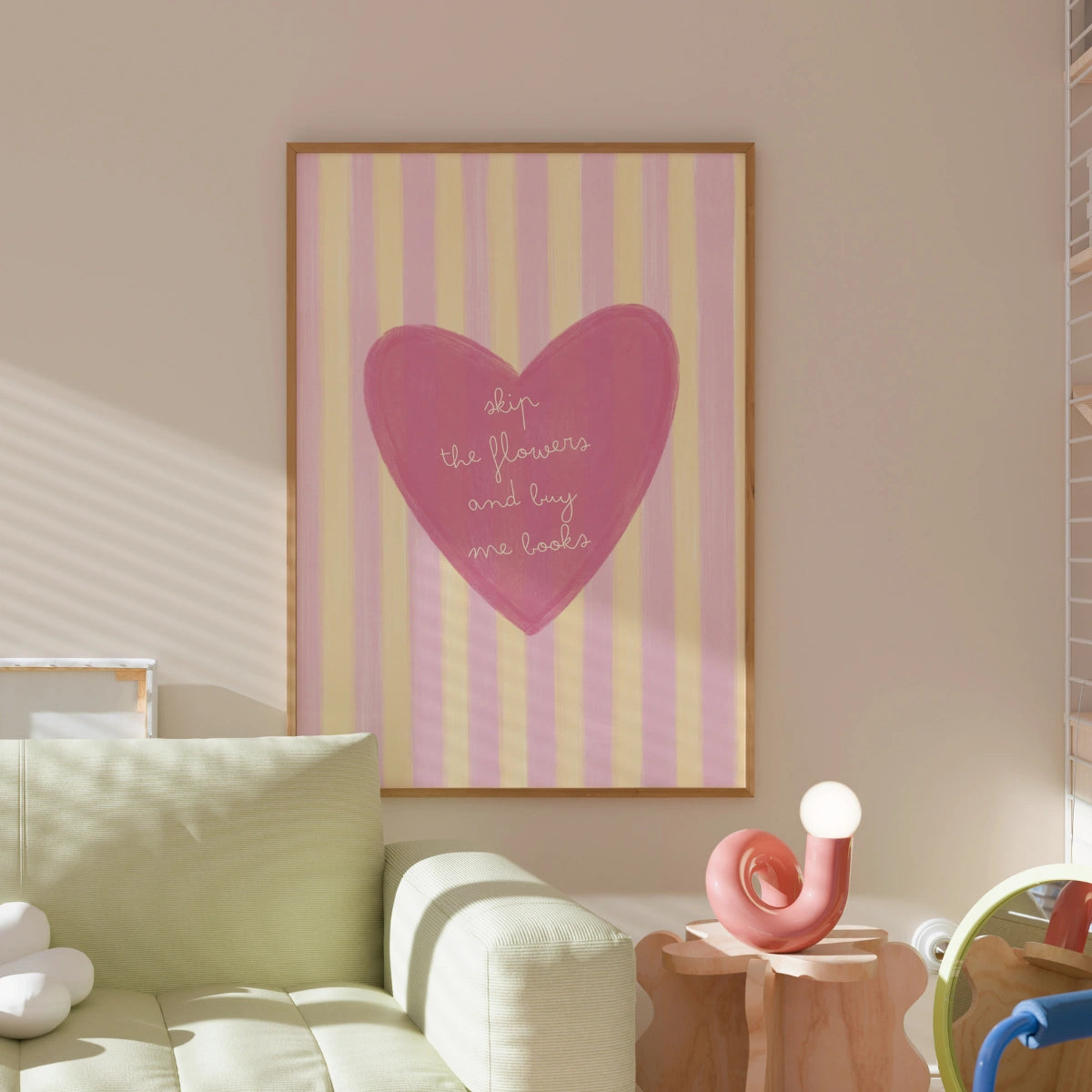 Buy Me Books Print – Cute Pink Book Lover Art