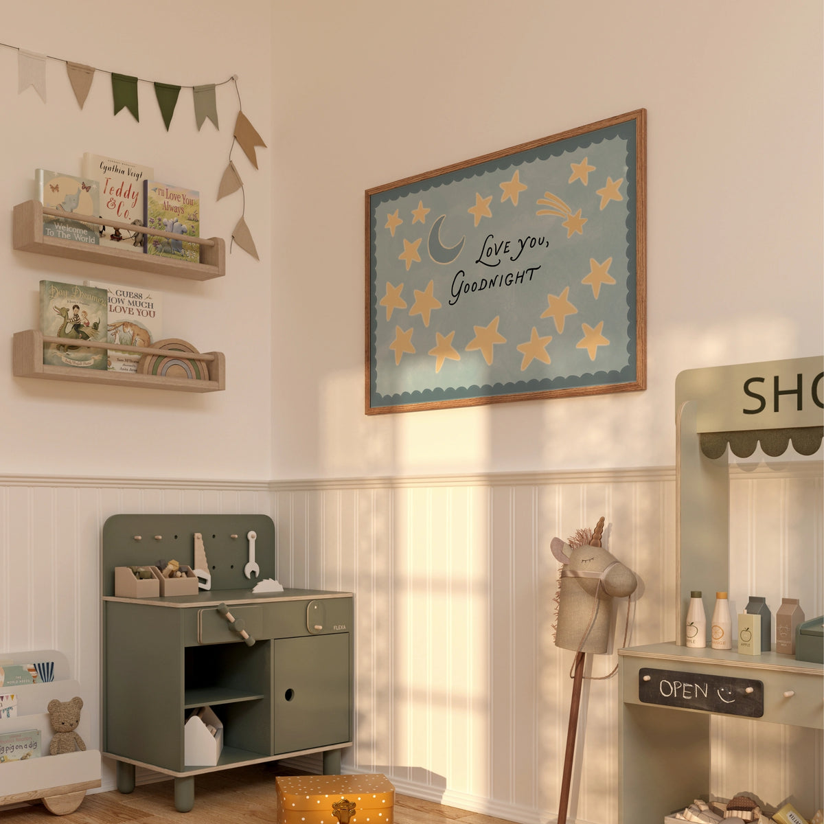 Moon and Stars Nursery Print, Whimsical Kids Decor – Wall Art Prints ...