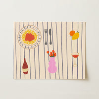 Decorazione murale per la tavola da pranzo italiana – Stampa di pasta, vino e cucina