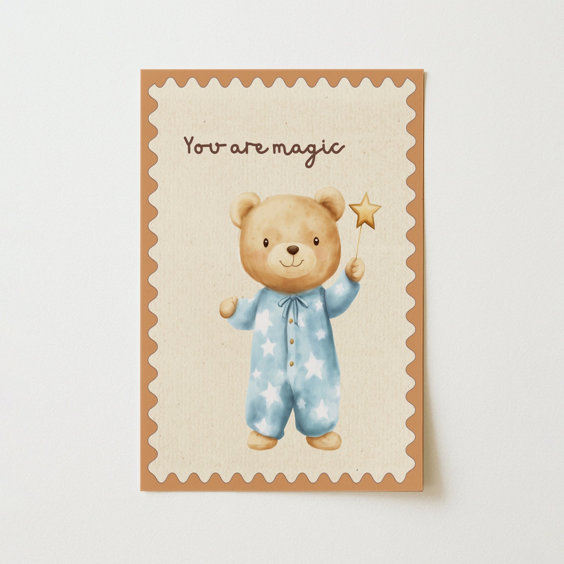 Magic Bear Wall Art - Blue Pajama Nursery Print