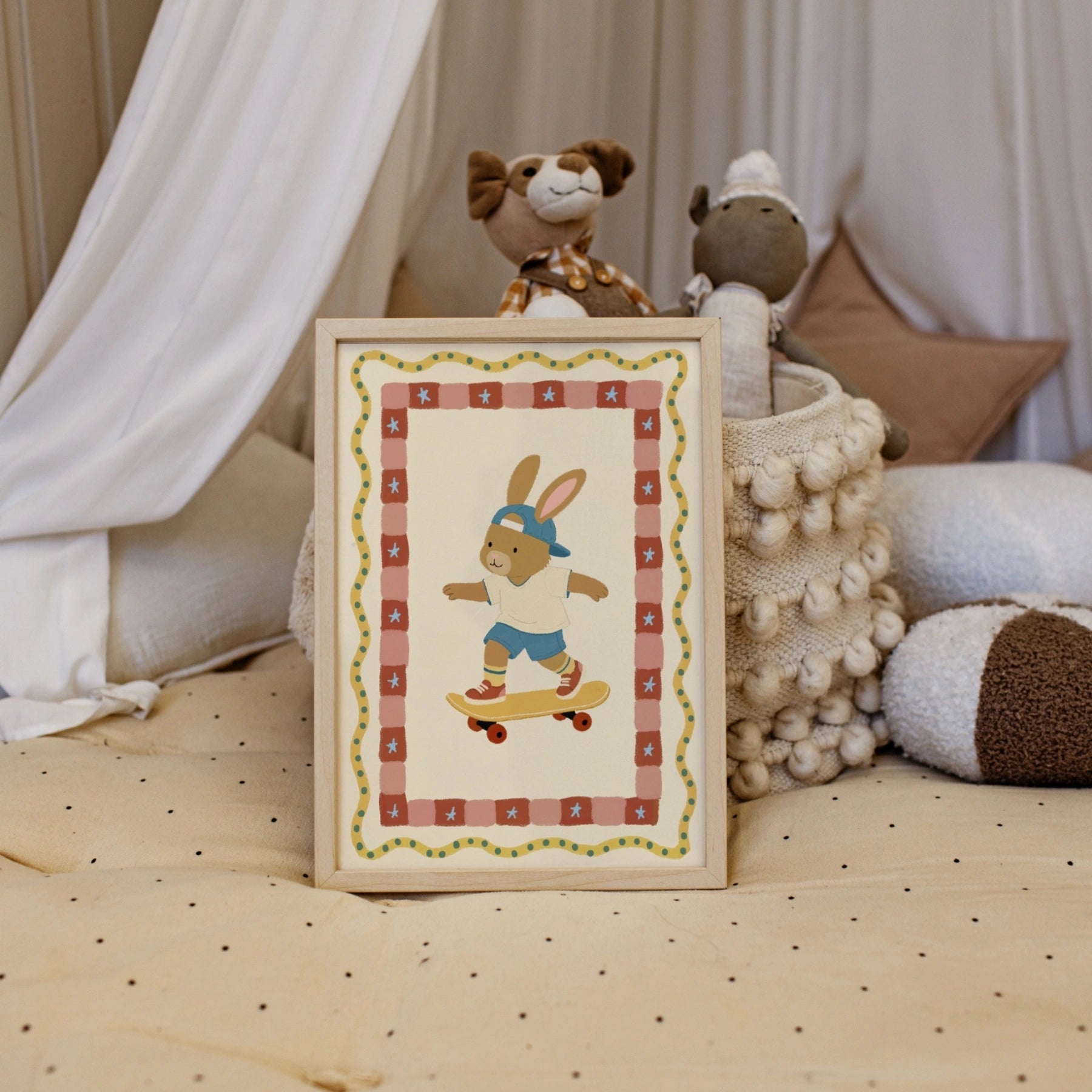 Skateboard Bunny Nursery Wall Art