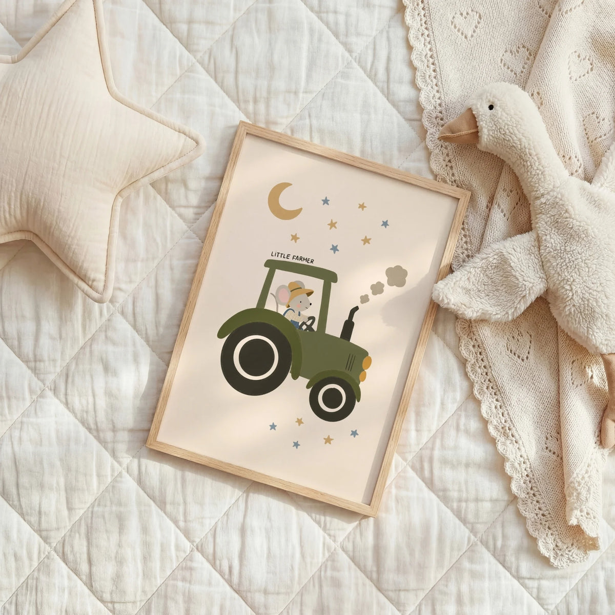 Little Farmer Mouse on Tractor – Nursery & Kids Wall Art
