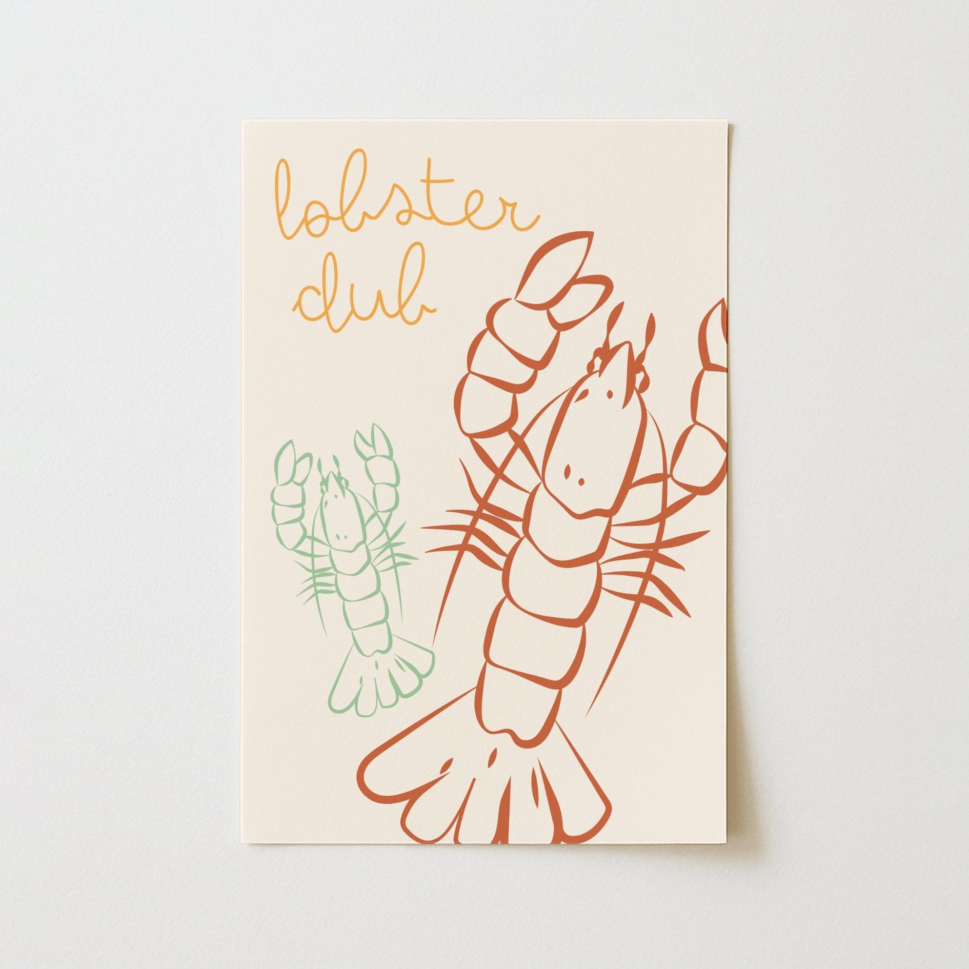 Stampa Artistica da Parete Lobster Club - Divertente Stampa per Cucina Costiera, Decorazione Murale Costiera