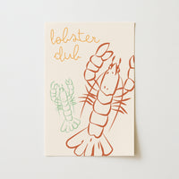 Stampa Artistica da Parete Lobster Club - Divertente Stampa per Cucina Costiera, Decorazione Murale Costiera