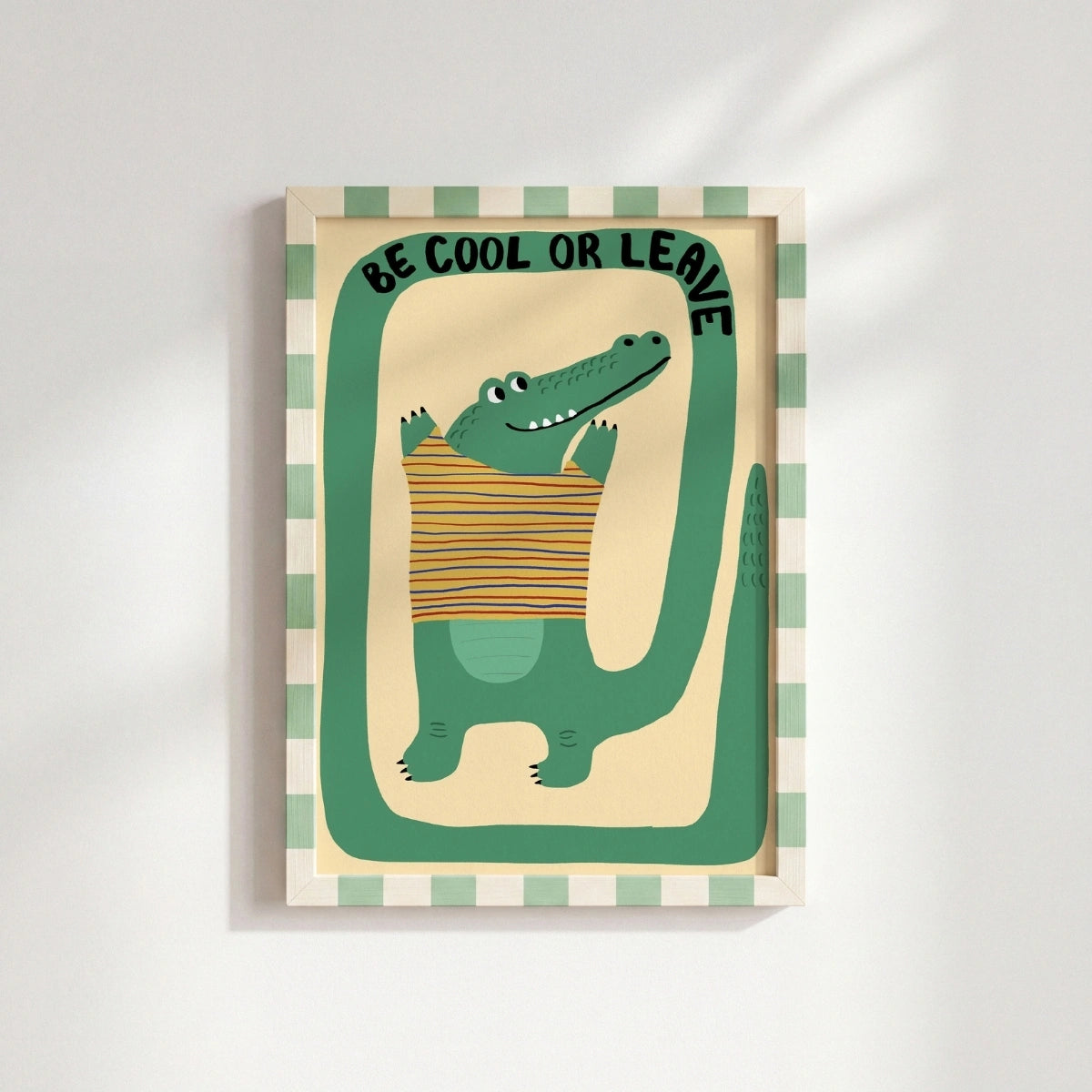 Stampa artistica da parete "Be Cool or Leave Crocodile" – Stampa divertente per cameretta bambini, decorazione per cameretta ragazzi