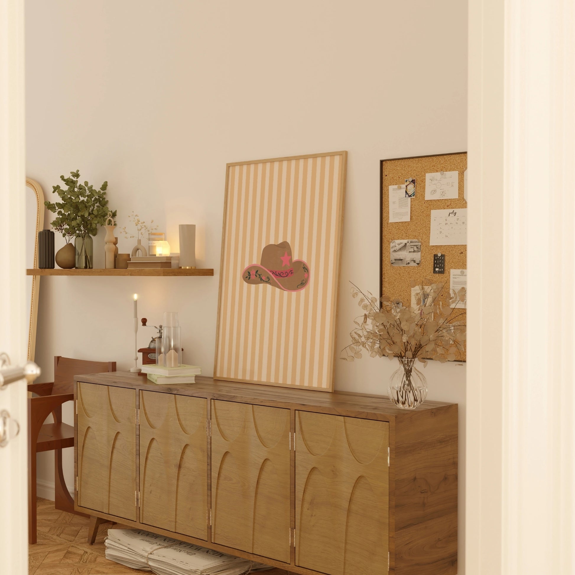 Pink Cowgirl Hat Wall Art