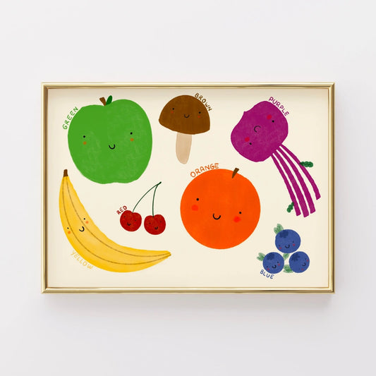 Colorful Fruit Nursery Print – Educational Kids Wall Art