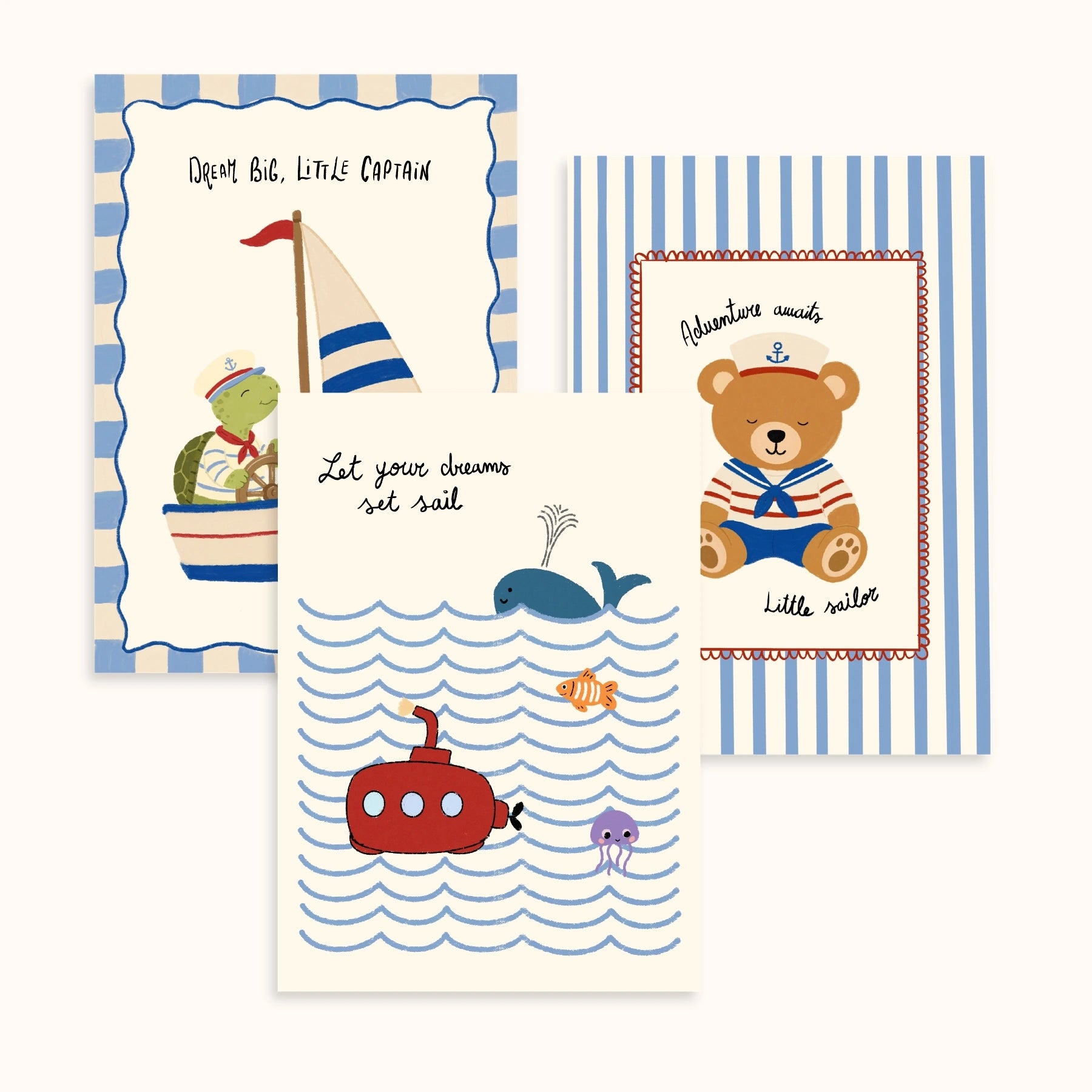Set di 3 Stampe Nautiche per Cameretta