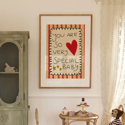 You Are So Very Special Baby – Typography Nursery Print with Heart