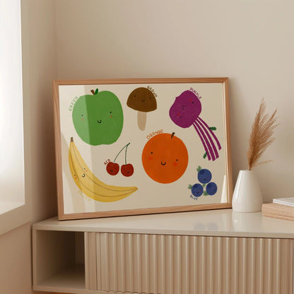Colorful Fruit Nursery Print – Educational Kids Wall Art
