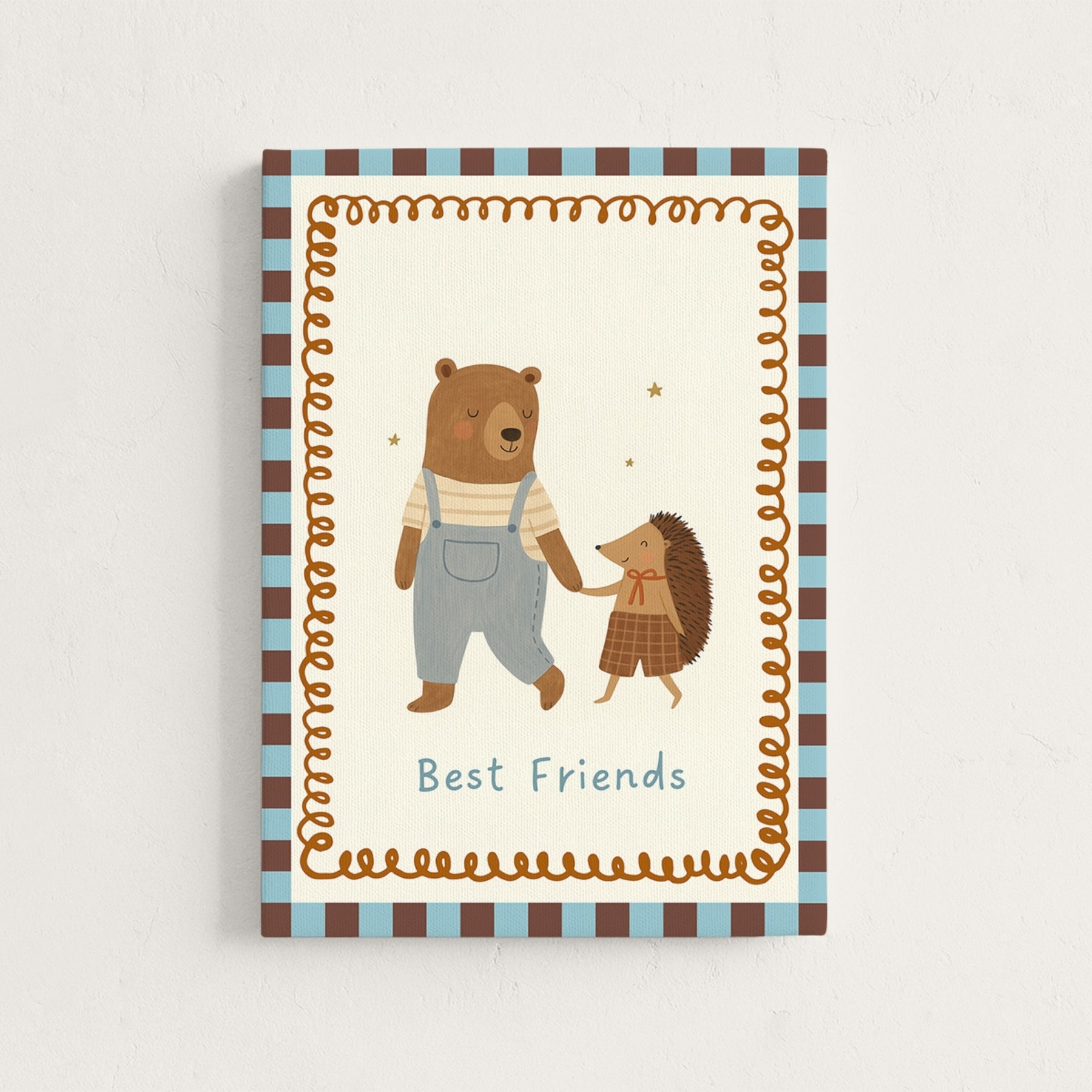Bear and Hedgehog Best Friends Nursery Canvas Print