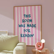 Room Made for Readin' Pink Stripes – Bookish Wall Art