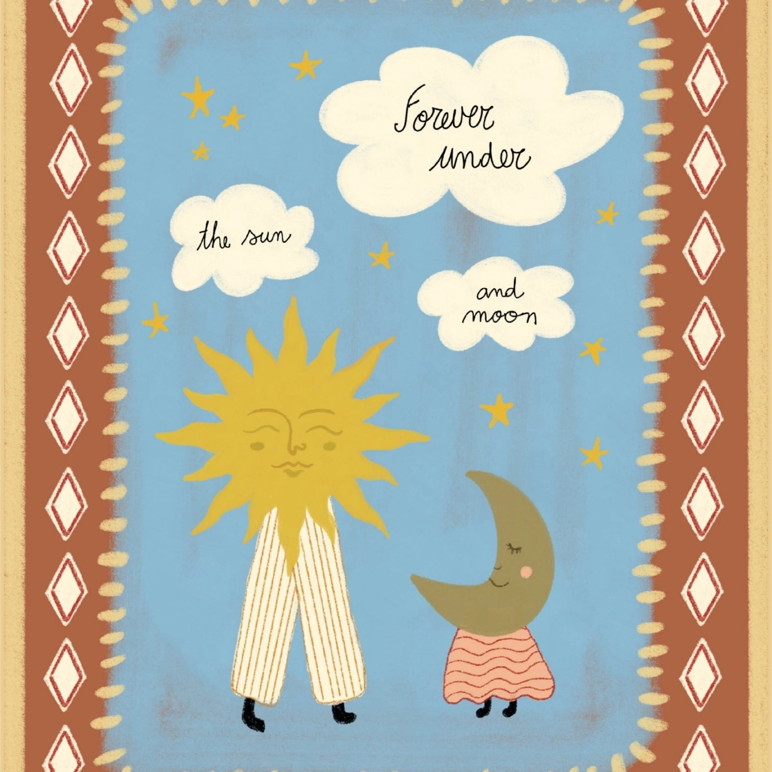 Affiche pour chambre d'enfant Soleil et Lune